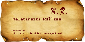 Malatinszki Rózsa névjegykártya